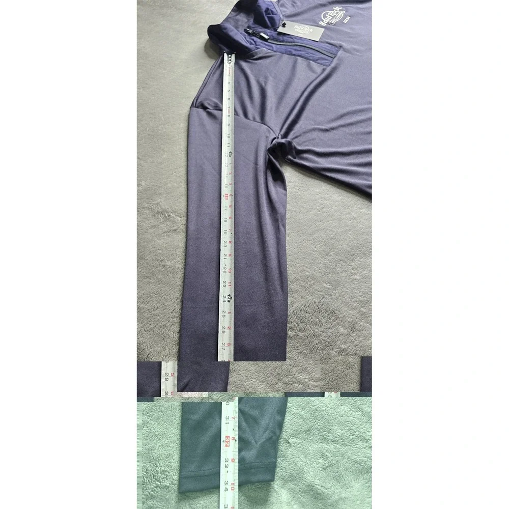 NWT Hard Rock Performance 1/4 Zip Mens 2XL Blue L/S Tulsa Oklahoma Stretch
